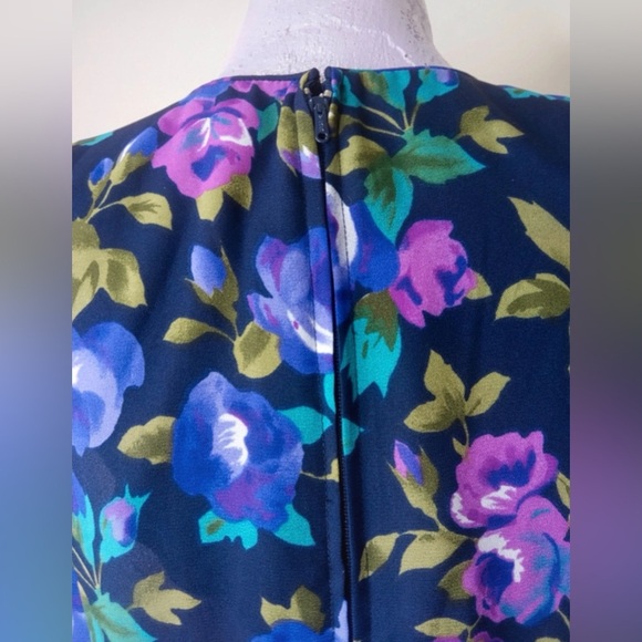 Leslie Fay Vintage Floral Ruffle Midi Dress Size Small - Picture 11 of 11